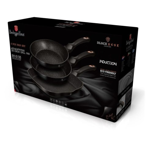ZESTAW PATELNI 3-EL. 20/24/28cm BERLINGER HAUS BLACK ROSE BH-6156