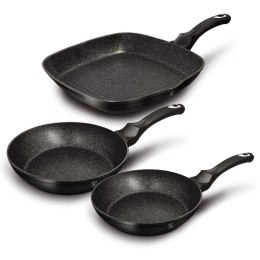 ZESTAW PATELNI Z POWŁ. GRANITOWYCH BERLINGER HAUS BLACK SILVER BH-6157