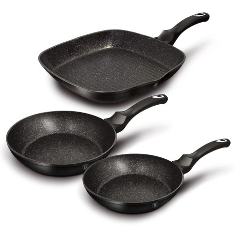 ZESTAW PATELNI Z POWŁ. GRANITOWYCH BERLINGER HAUS BLACK SILVER BH-6157