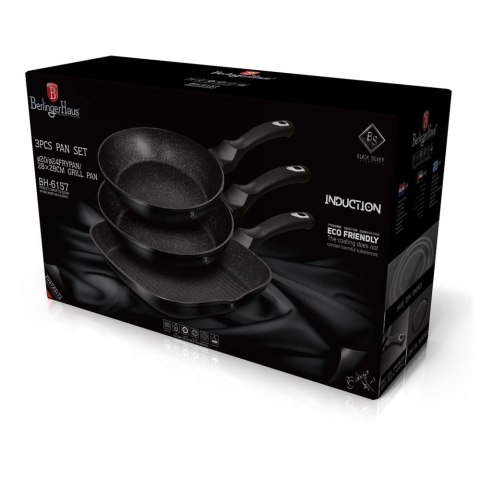 ZESTAW PATELNI Z POWŁ. GRANITOWYCH BERLINGER HAUS BLACK SILVER BH-6157