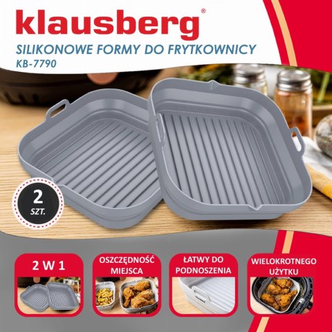 ZESTAW WKŁADÓW SILIKONOWYCH DO FRYTKOWNICY BEZTŁUSZCZOWEJ 2 SZTUKI KWADRATOWY 20CM SKŁADANY KLAUSBERG KB-7790