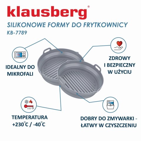ZESTAW WKŁADÓW SILIKONOWYCH DO FRYTKOWNICY BEZTŁUSZCZOWEJ 2 SZTUKI OKRĄGŁY 20CM SKŁADANY KLAUSBERG KB-7789