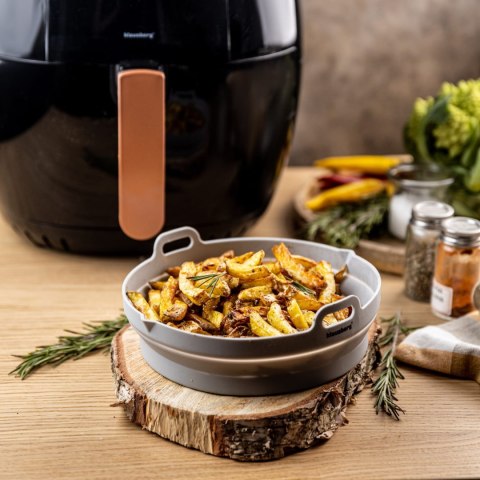 ZESTAW WKŁADÓW SILIKONOWYCH DO FRYTKOWNICY BEZTŁUSZCZOWEJ 2 SZTUKI OKRĄGŁY 20CM SKŁADANY KLAUSBERG KB-7789