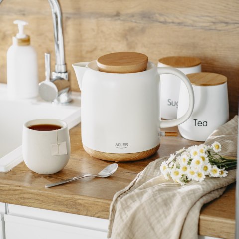 Adler Electric Kettle | AD 1304 | Electric | 1200 W | 1 L | Ceramic | 360° rotational base | White