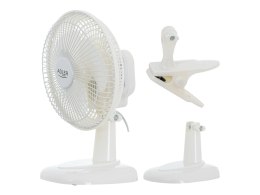 Adler | Fan with clip | AD 7317 | Table Fan | White | Diameter 15 cm | Number of speeds 2 | 30 W | No
