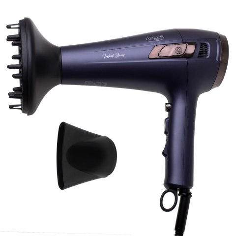 Adler Hair dryer with retractable power cord | AD 2273 | 2000 W | Number of temperature settings 3 | Diffuser nozzle | Dark Viol