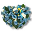 STROIK NA POMNIK SERCE KOMPOZYCJA KWIATOWA NIEBIESKIE RÓŻE SERDUSZKO NA GRÓB