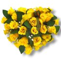 STROIK NA POMNIK SERCE KOMPOZYCJA KWIATOWA ZÓŁTE RÓŻE NA GRÓB