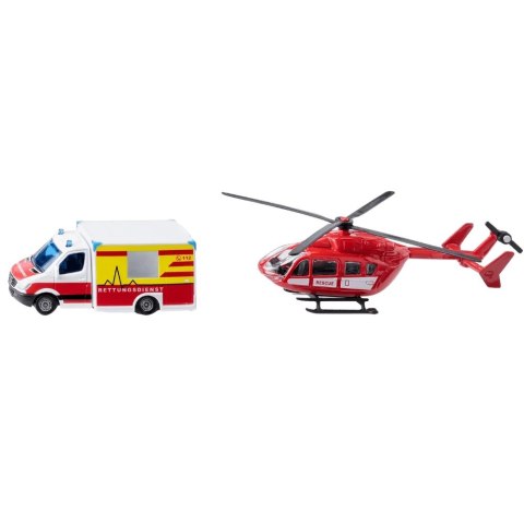Siku Super: Mercedes-Benz Ambulans + Helikopter ratunkowy