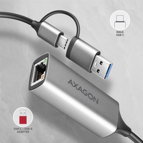 AXAGON ADE-TXCA Compact aluminum USB 3.2 Gen 1 Gigabit Ethernet 10/100/1000Mbit adapter with automatic installation, Nintendo Sw