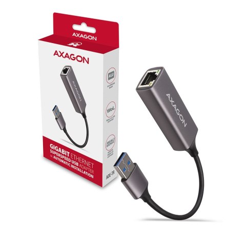 AXAGON ADE-TR Compact aluminum USB 3.2 Gen 1 Gigabit Ethernet 10/100/1000Mbit adapter with automatic installation