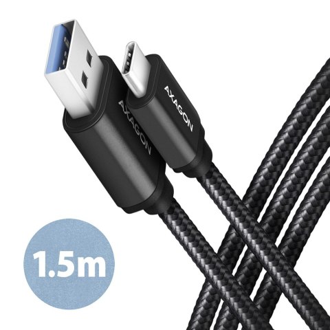 AXAGON BUCM3-AM15AB SPEED cable USB-C USB-A, 1.5m, USB 3.2 Gen 1, 3A, ALU, braid