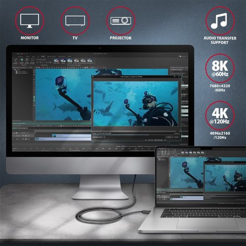 AXAGON Data and charging USB4 Gen 3x2 cable, 1 m | BUCM432-CM10AB | USB Type C - USB Type C