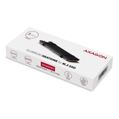 AXAGON Passive aluminum heatsink for all M.2 SSDs, size 2280, high 3 mm | CLR-M2L3