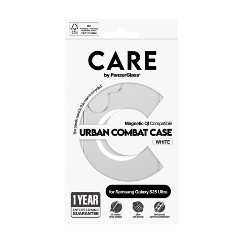 CARE by PanzerGlass Flagship Case Transparent Urban Combat w. White Qi Compatible Samsung Galaxy S25 | CARE
