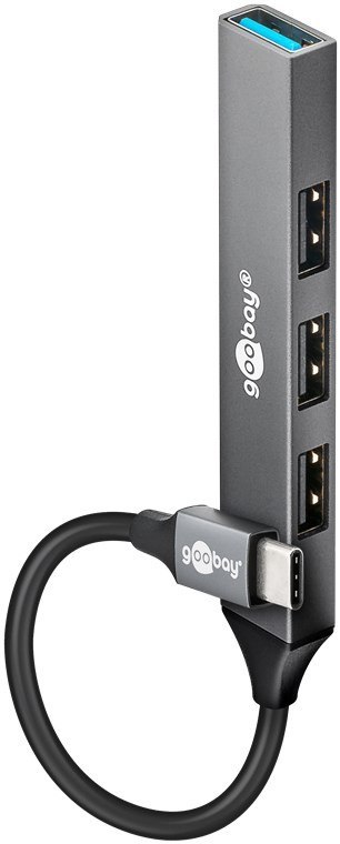 Goobay Slim 4-Port USB Hub, USB-C to USB-A, 5 Gbit/s | 74457
