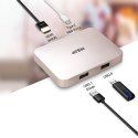Aten | USB-C 4K Ultra Mini Dock z Power Pass-through | Porty Ethernet LAN (RJ-45) | Porty VGA (D-Sub) w ilości | Porty USB 3.0 (