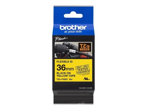 Brother | FX661 | Flexible tape | Thermal | Black on yellow | Roll (3.6 cm x 8 m)