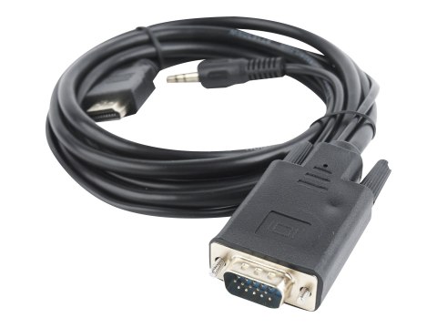 Cablexpert Video adapter cable | 15 pin HD D-Sub (HD-15) | Mini-phone stereo 3.5 mm | Male | 19 pin HDMI Type A | Male | Black |
