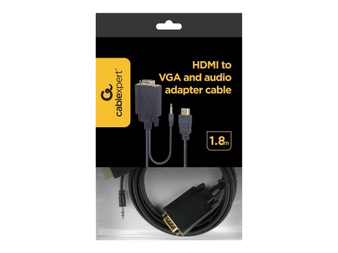 Cablexpert Video adapter cable | 15 pin HD D-Sub (HD-15) | Mini-phone stereo 3.5 mm | Male | 19 pin HDMI Type A | Male | Black |