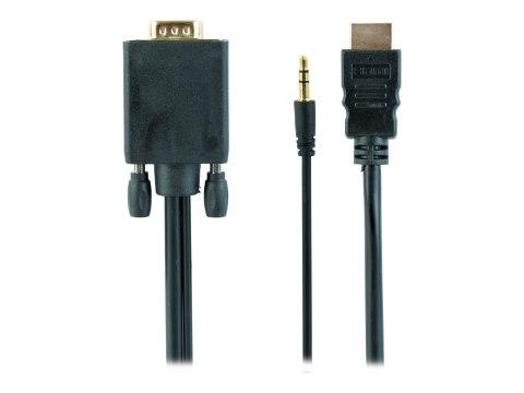 Cablexpert Video adapter cable | 15 pin HD D-Sub (HD-15) | Mini-phone stereo 3.5 mm | Male | 19 pin HDMI Type A | Male | Black |