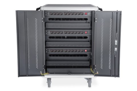 Digitus | Czarny | Wózek do ładowania 30 notebooków / tabletów do 15,6" | System blokady ciśnieniowej z obrotową dźwignią na prz