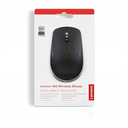 Lenovo | Wireless Mouse | Wireless mouse | 400 | Wireless | 2.4 GHz Wireless via Nano USB | Black | 1 year(s)