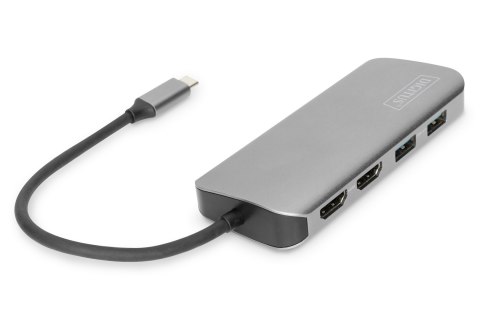 Stacja Dokująca USB-C Digitus | Uniwersalna, 8 Portów | Dla Laptopów | Gniazda Ethernet LAN (RJ-45) 1 | Porty VGA (D-Sub) | Port