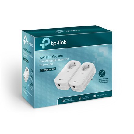 TP-LINK | AV1300 Gigabit Passthrough Powerline Starter Kit | TL-PA8010P KIT | 1300 Mbit/s | Porty Ethernet LAN (RJ-45) 1 | Bez W