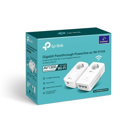 TP-LINK | AV1300 Gigabit Passthrough Powerline ac Wi-Fi Kit | TL-WPA8631P KIT | 1300 Mbit/s | Porty Ethernet LAN (RJ-45) 3 | 802