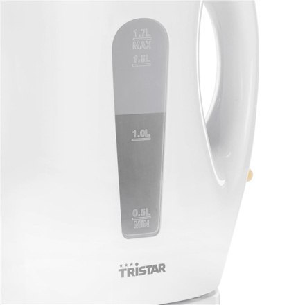 Tristar | Czajnik dzbankowy | WK-3380 | Elektryczny | 2200 W | 1,7 L | Plastikowy | Podstawa obrotowa 360° | Biały