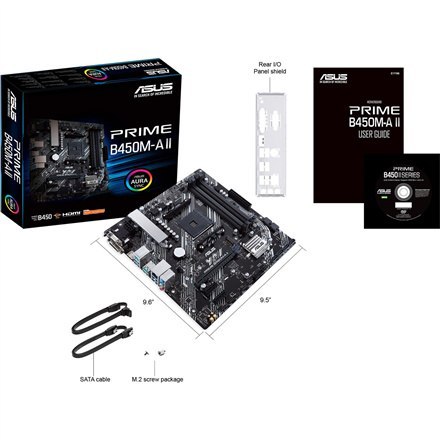 Asus | PRIME B450M-A II | Memory slots 4 | Number of SATA connectors 6 x SATA III | Chipset AMD B | Micro ATX | Processor family