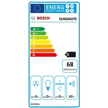 Bosch | Hood Serie 2 | DLN53AA70 | Energy efficiency class D | Canopy | Width 53 cm | 302 m³/h | Slider control | Anthracite | L
