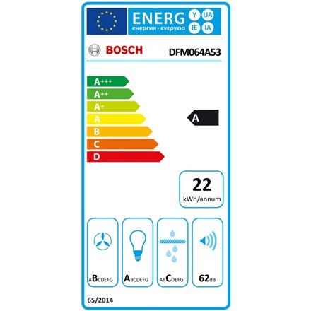 Bosch | Hood Serie 4 | DFM064A53 | Energy efficiency class A | Telescopic | Width 60 cm | 270 m³/h | Push Buttons | Silver | LED