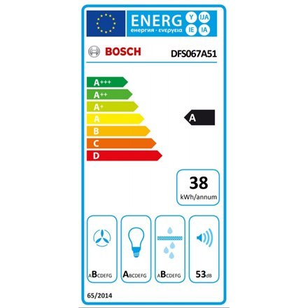 Bosch | Hood Serie 4 | DFS067A51 | Energy efficiency class A | Telescopic | Width 60 cm | 399 m³/h | Push Buttons | Silver | LED