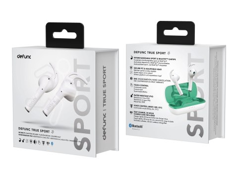 Defunc | Słuchawki douszne | True Sport | Wbudowany mikrofon | Bluetooth | Bezprzewodowy | Biały