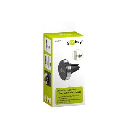 Goobay | Uchwyt magnetyczny Metal Slim Design do smartfonów (35 mm) | 38685 | Czarny/Srebrny | Uchwyt magnetyczny pasuje do praw
