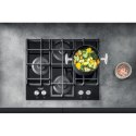 Hotpoint | HAGS 61F/BK | Hob | Gas on glass | Number of burners/cooking zones 4 | Rotary knobs | Black