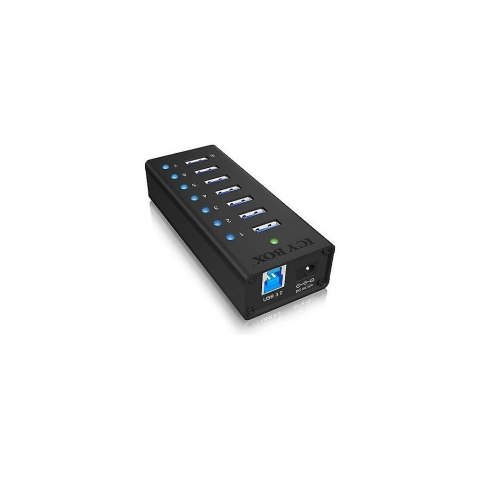 Raidsonic | 7-port hub with USB Type-A interface and 1x charging port | IB-AC618