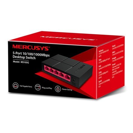 Mercusys | Switch | MS105G | Niezarządzany | Desktop | Ilość portów 10/100 Mbps (RJ-45) | Ilość portów 1 Gbps (RJ-45) | Ilość po