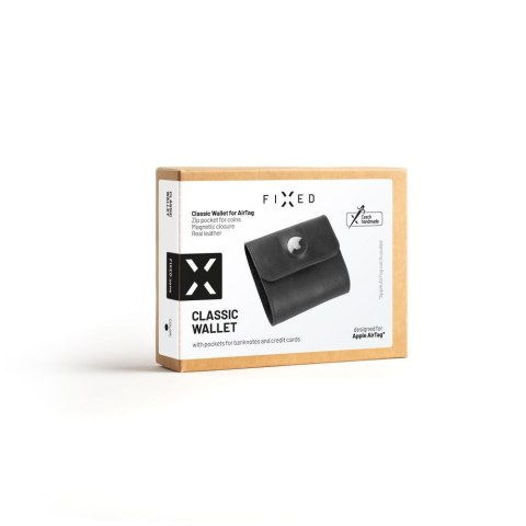 Portfel klasyczny dla AirTag - brązowy z prawdziwej skóry.