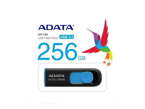 ADATA Pamięć USB UV128 256 GB Gen1 Czarno-Niebieska