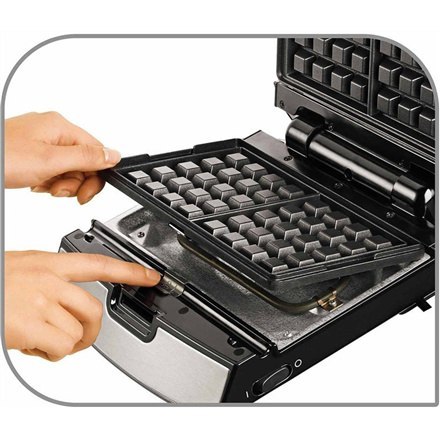 TEFAL | SW854D | Opiekacz do kanapek | 700 W | Liczba talerzy 4 | Liczba ciastek 2 | Średnica cm | Czarny/stal nierdzewna