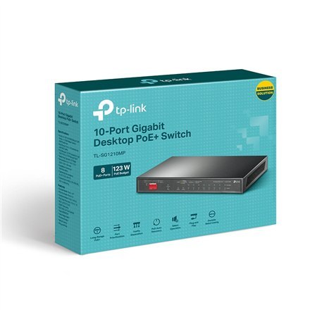 TP-LINK | 10-Port Gigabit Easy Smart Switch with 8-Port PoE+ | TL-SG1210MP | Unmanaged | Desktop | 1 Gbps (RJ-45) ports quantity