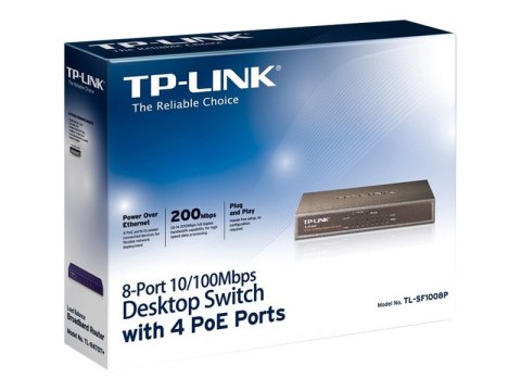 TP-LINK | Switch | TL-SF1008P | Niezarządzalny | Desktop | Ilość portów 10/100 Mb/s (RJ-45) 8 | Ilość portów 1 Gb/s (RJ-45) | Il