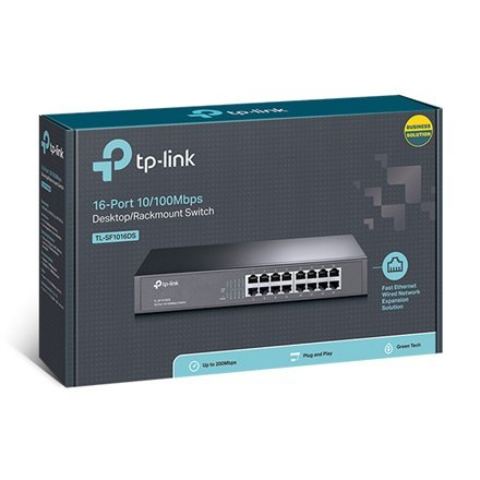 TP-LINK | Switch | TL-SF1016DS | Unmanaged | Desktop/Rackmountable | 10/100 Mbps (RJ-45) ports quantity 16 | 1 Gbps (RJ-45) port