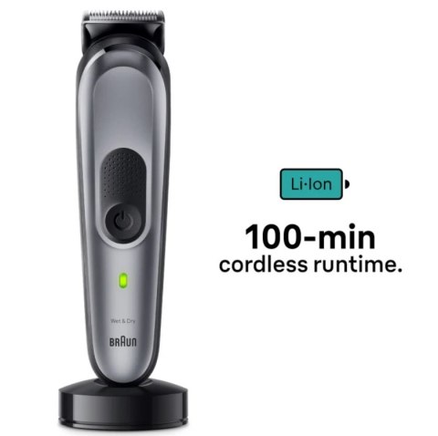 Braun Trimmer do zarostu MGK7420 | Bezprzewodowy trymer 13 długości | Kolor czarno-szary