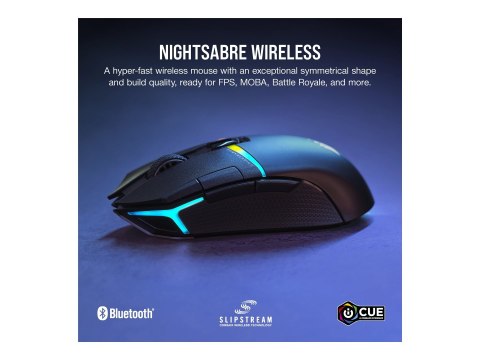 Corsair | Mysz dla graczy | NIGHTSABRE RGB | Bezprzewodowa | Bluetooth, 2,4 GHz | Czarna