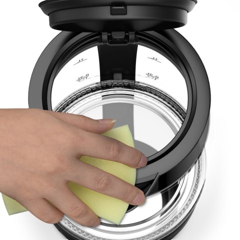 Czajnik TEFAL | KI700830 | Elektryczny | 2200 W | 1,7 L | Szklany | Podstawa obrotowa 360° | Czarny/Stal nierdzewna