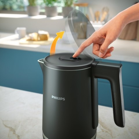 Czajnik dwuścienny Philips | HD9395/90 | Elektryczny | 2200 W | 1,7 L | Stal nierdzewna/Plastik | Podstawa obrotowa 360° | Czarn